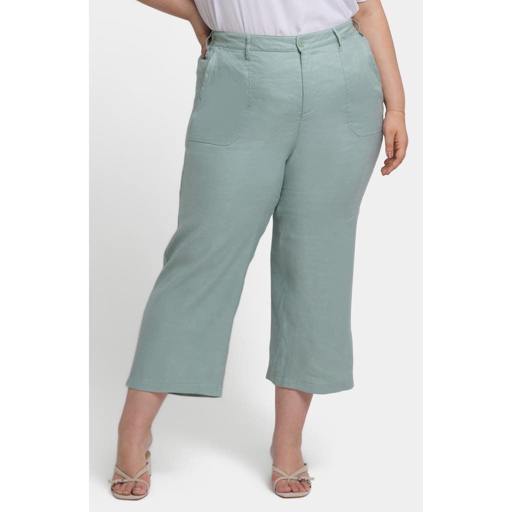Nydj Crop Wide Leg Linen Blend Utility Pants In Tomatillo