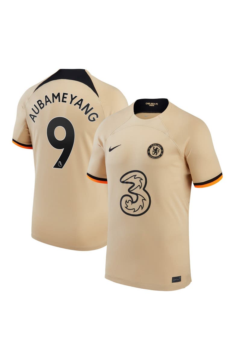 Nike Men's Nike Pierre-Emerick Aubameyang Gold Chelsea 2022/23 Home Breathe Stadium Replica Player Jersey, Main, color, 