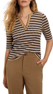 NIC+ZOE Angled Stretch Cotton Jacquard Sweater
