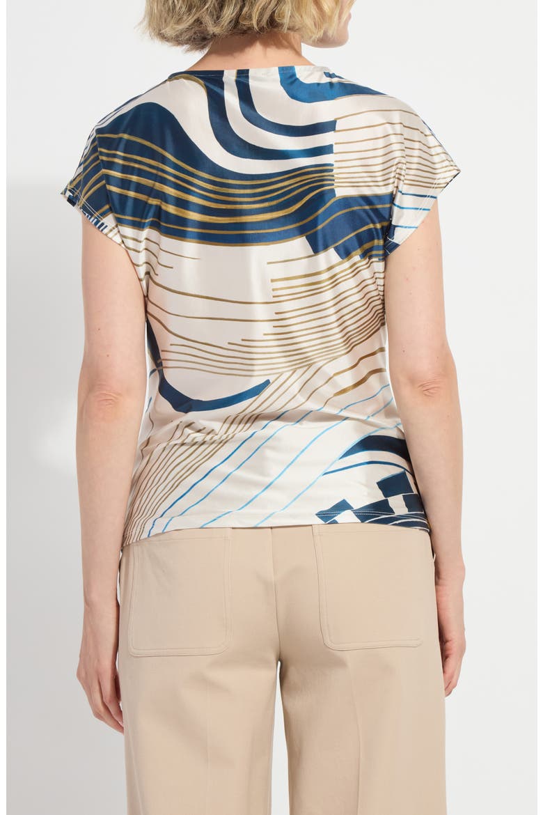 Faride Side Pleat Stretch Satin Top, Alternate, color, BLOCK PUZZLE