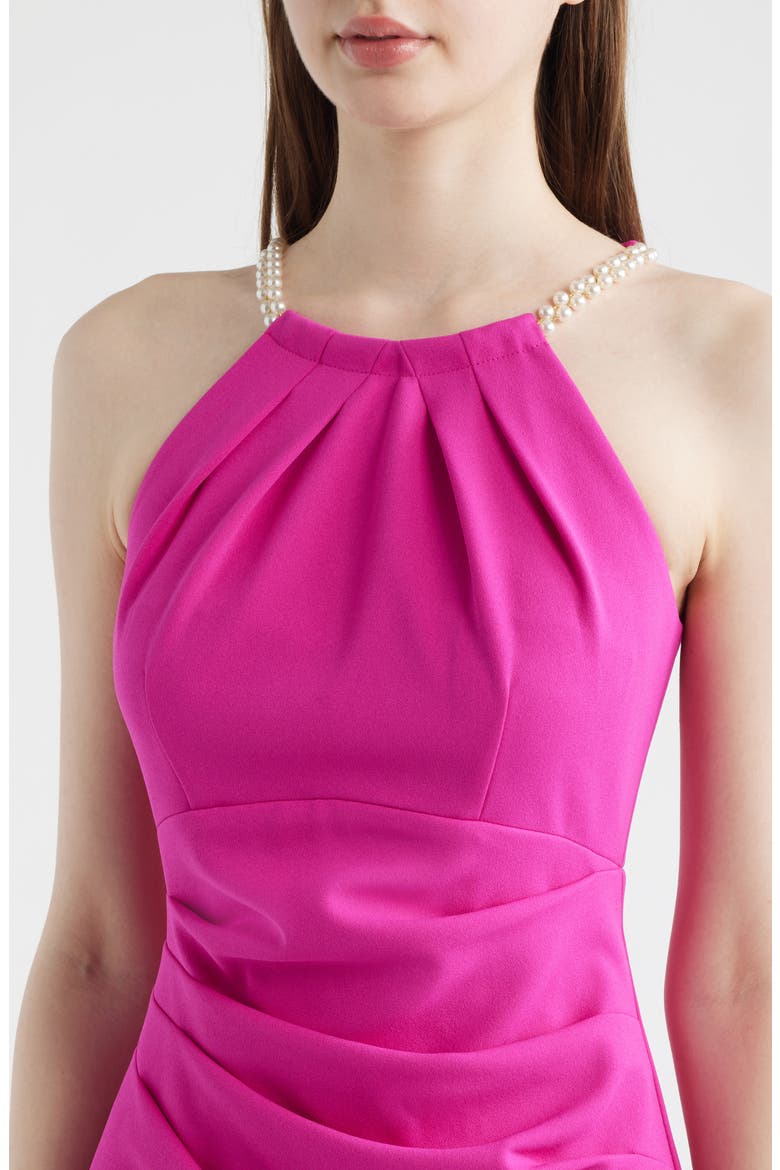 Pleat Neck Sleeveless Dress, Alternate, color, BERRY