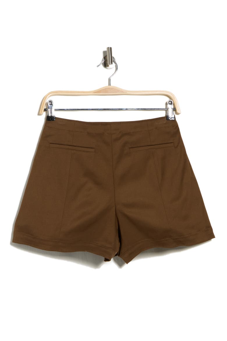 High Waist Flat Front Shorts, Alternate, color, CLOVE