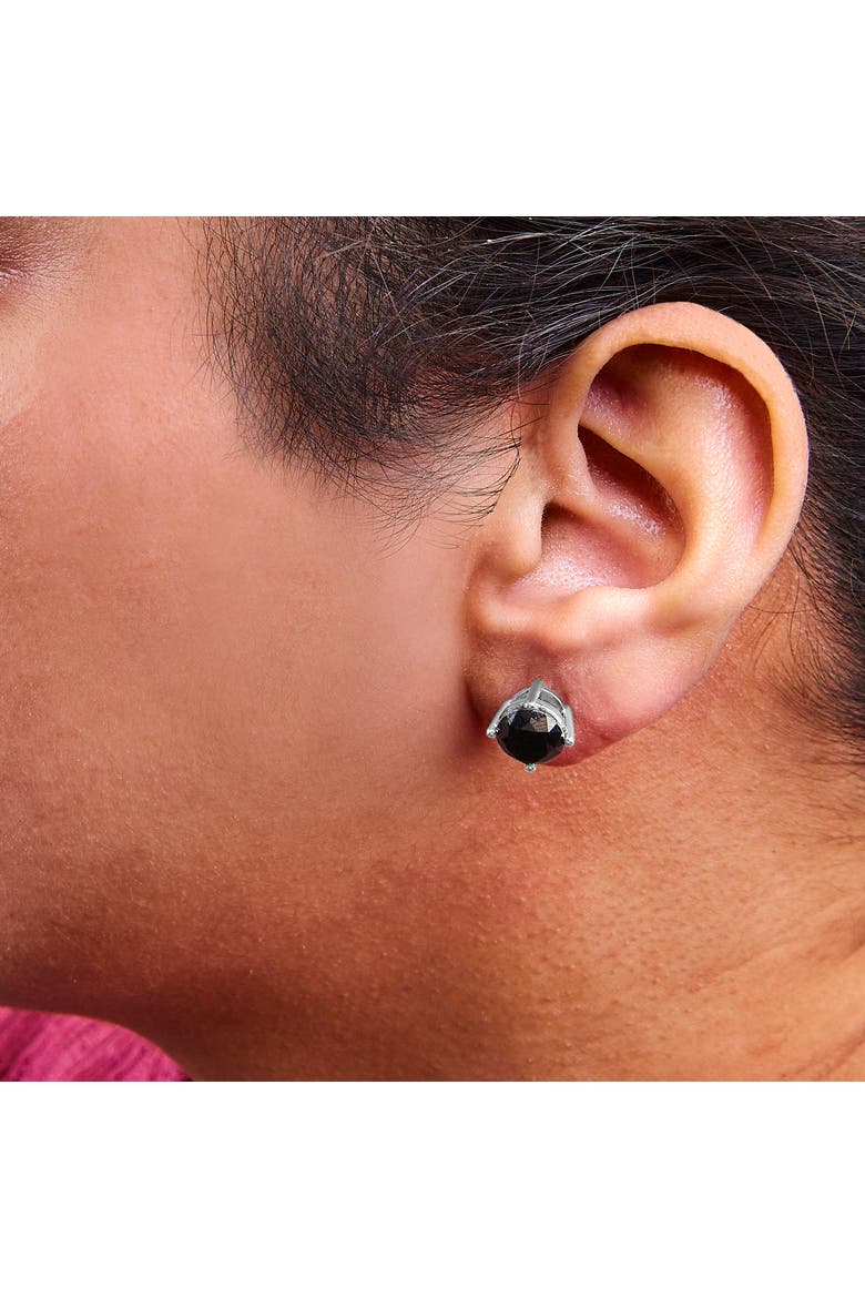 14K White Gold 6.00 Ct Black Diamond Stud Earrings with Screw Backs, Alternate, color, Black