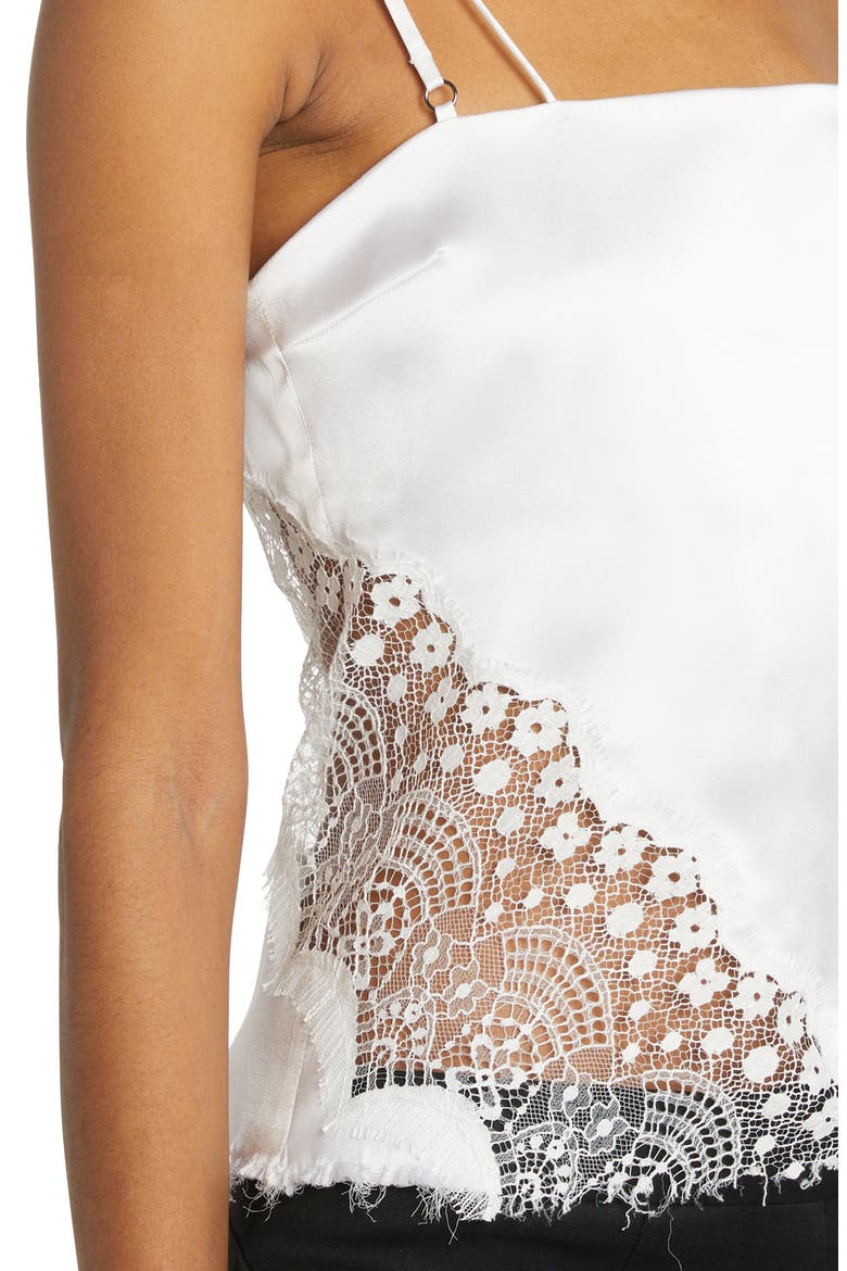 Lace & Silk Stretch Satin Camisole, Alternate, color, CHALK