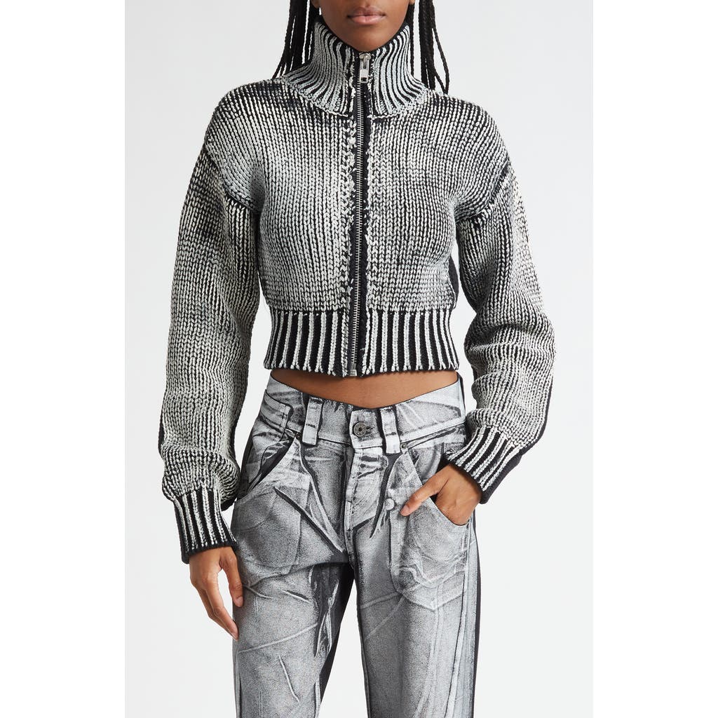 Vaquera Zip Crop Cardigan in Black White 1  product