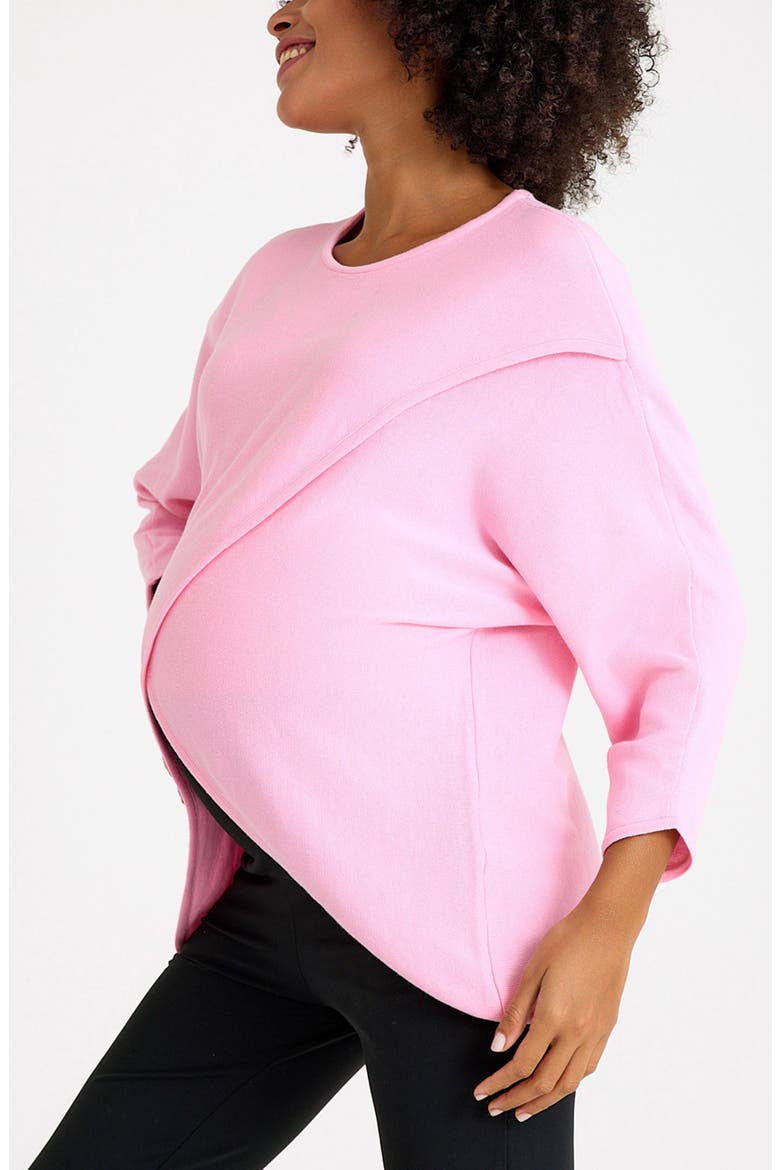 Let Loose Crossover Long Sleeve Maternity/Nursing Knit Top, Alternate, color, LIGHT PINK