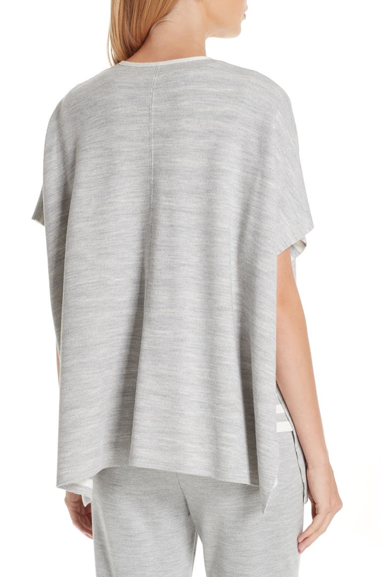 Knit Reversible Poncho, Alternate, color, MID GREY MELANGE/ CREAM