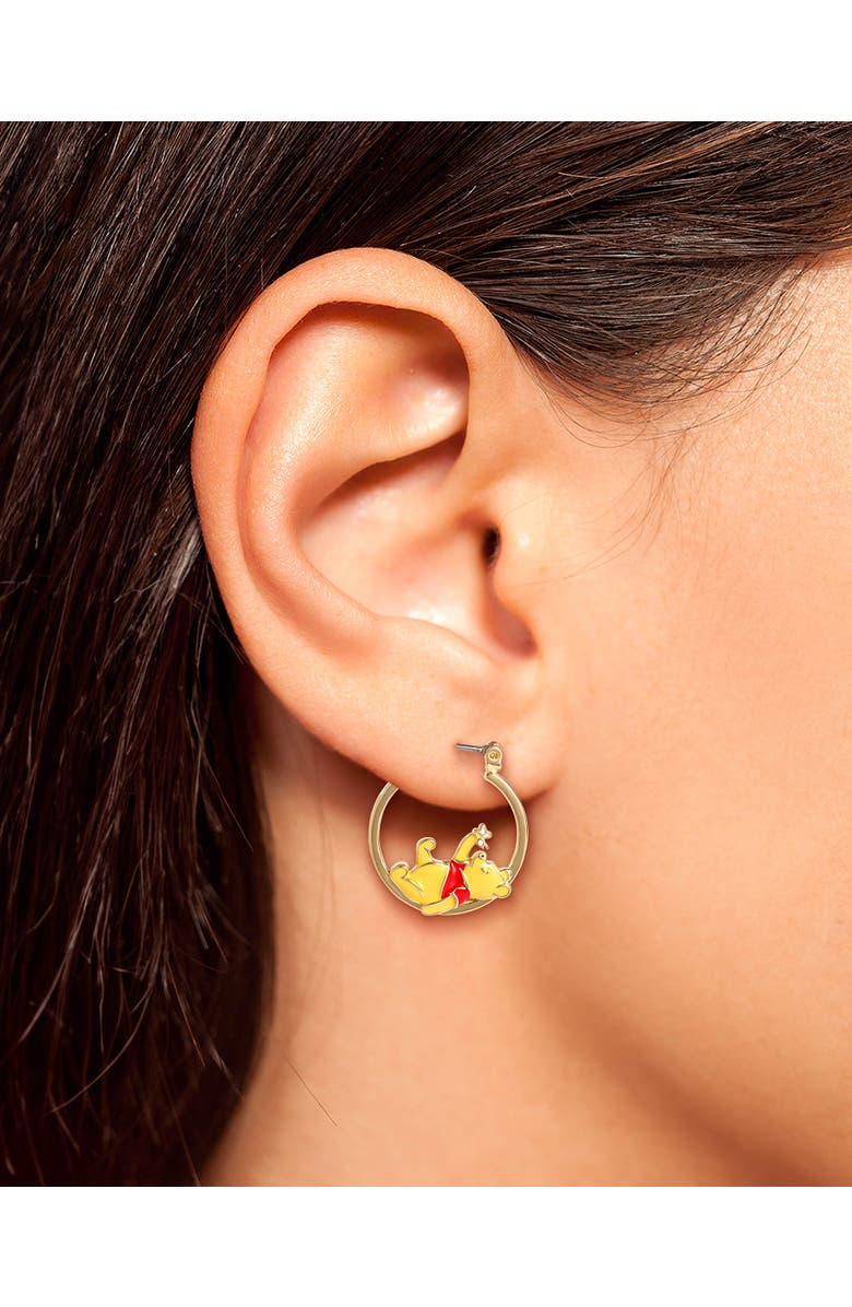 Disney Winnie The Pooh Hoop Earrings, Alternate, color, Yellow Gold