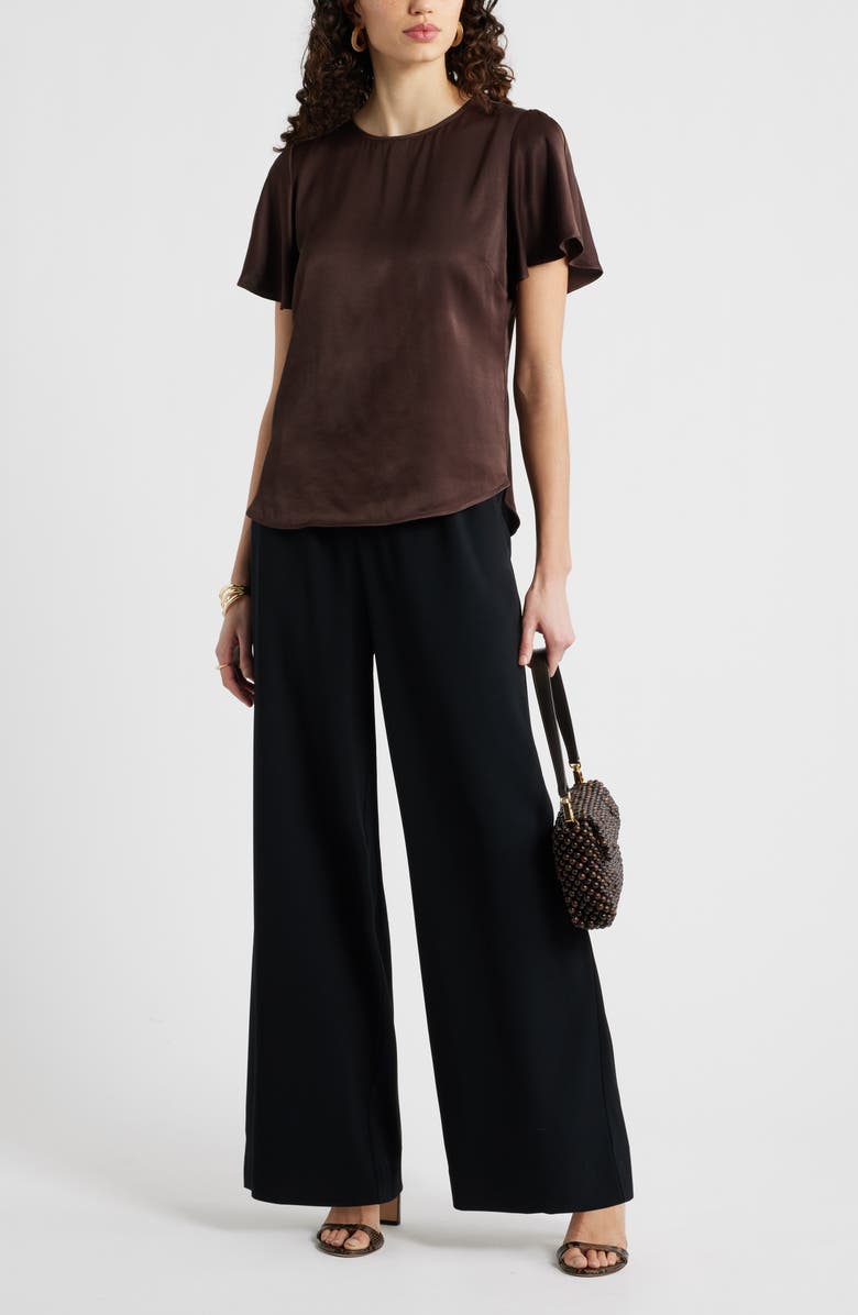 Nordstrom Pull-On Wide Leg Pants, Alternate, color, Black