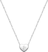 Tiny Blessings Sterling Silver Mini Sliding Heart & Engraved Initial 12-14" Necklace