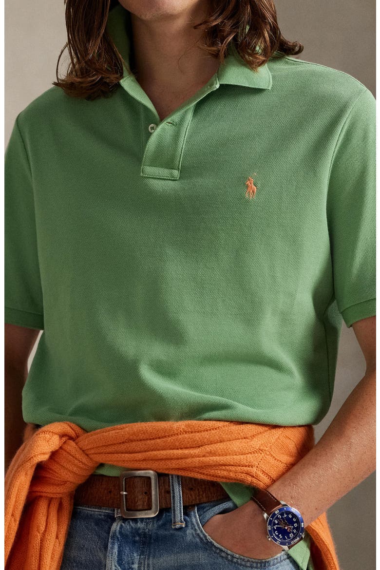 The Iconic Cotton Mesh Polo, Alternate, color, OUTBACK GREEN/ C2451