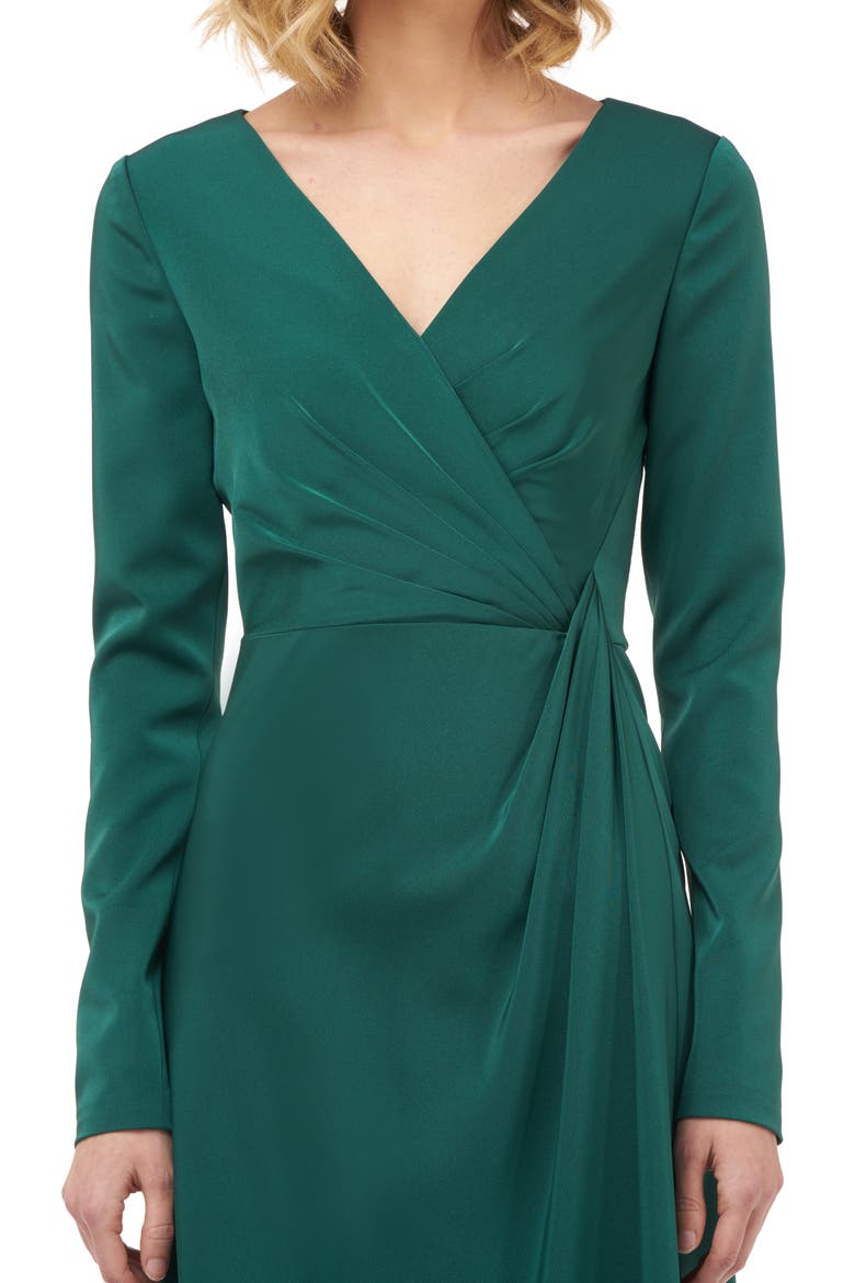 Adelina Long Sleeve Evening Gown, Alternate, color, EMERALD