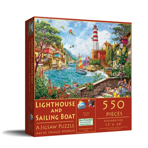 Lighthouse and Sailing Boat 550 piece Jigsaw Puzzle for Adults