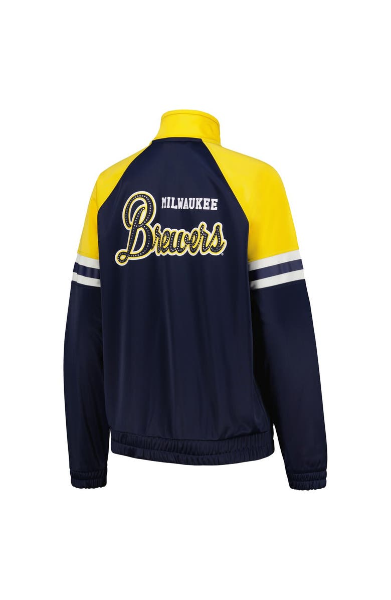 G-III 4HER BY CARL BANKS Women's G-III 4Her by Carl Banks Navy Milwaukee Brewers First Place Raglan Full-Zip Track Jacket, Alternate, color, Navy