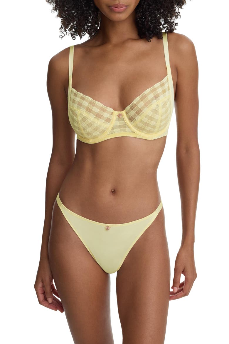 Bonbon Full Coverage Gingham Lace Bra, Alternate, color, Buttercream