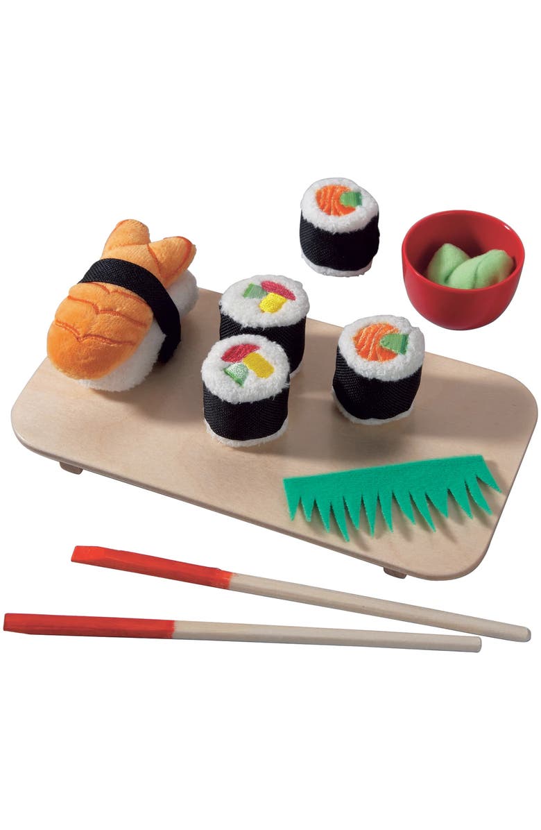 HABA Soft Sushi with Child-Sized Chopsticks & Serving Board Play Food Set - Pretend Play for Toddlers 3-5 and Kids Cooking Sets for Aspiring Chefs, Main, color, Multi