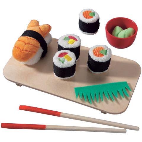 Soft Sushi with Child-Sized Chopsticks & Serving Board Play Food Set - Pretend Play for Toddlers 3-5 and Kids Cooking Sets for Aspiring Chefs