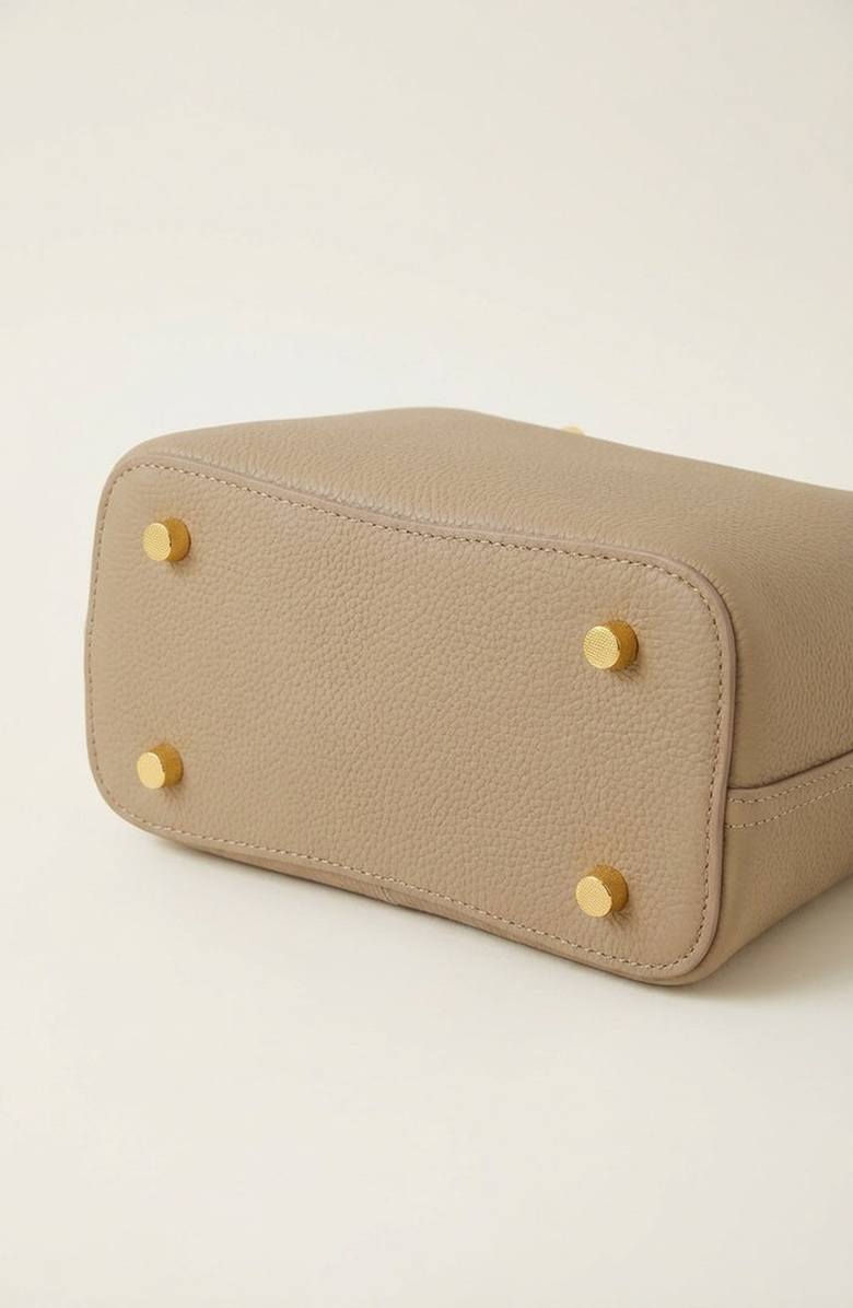 Modenaire Structured Leather Tote with Contrast Handles and Crossbody Strap, Alternate, color, Gold