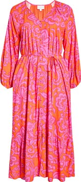 SUGARLIPS Marinda Floral Print Long Sleeve Maxi Dress