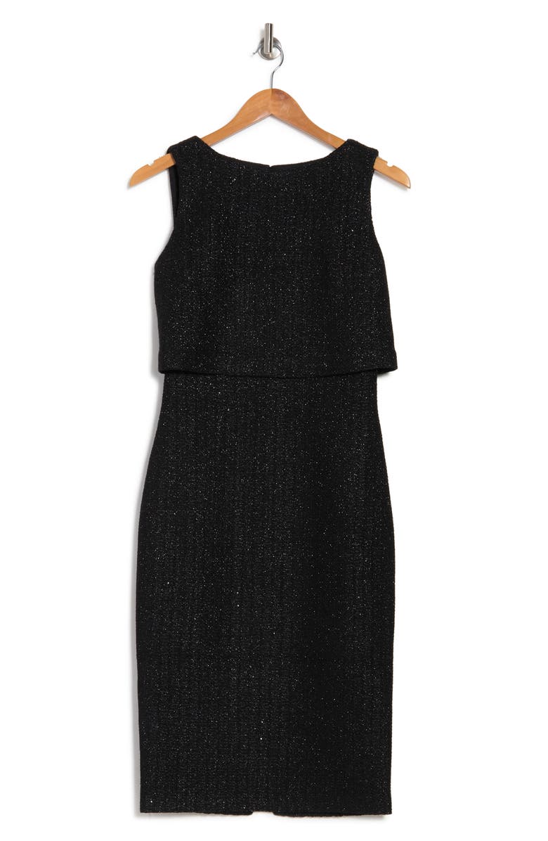 ST. JOHN Metallic Tweed Sleeveless Midi Dress, Alternate, color, 
