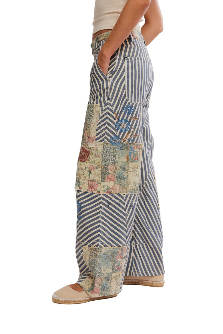 Runyon High Waist Patch Detail Stripe Cotton Pants, Alternate, color, WEST RIDGE