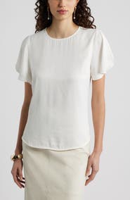 Nordstrom Flutter Sleeve Satin Top