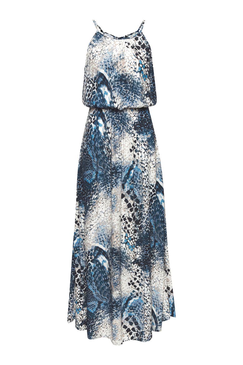 High Neck Sleeveless Maxi Dress, Alternate, color, Blue-Printed