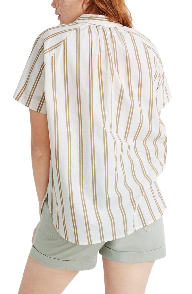 Madewell Double Striped Bronze Button Front Shirt, Alternate, color, Double Stripe Bronzed Lichen