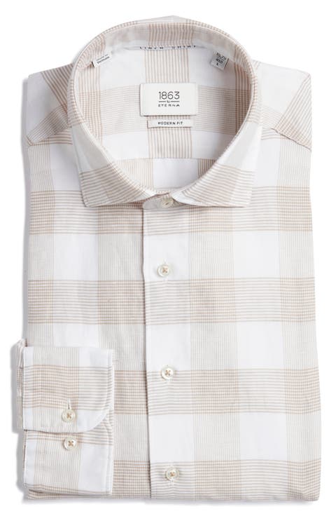 Modern Fit Cotton & Linen Easy-Iron Dress Shirt