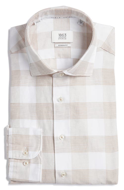 1863 By Eterna Modern Fit Cotton & Linen Easy-iron Dress Shirt In Neutral