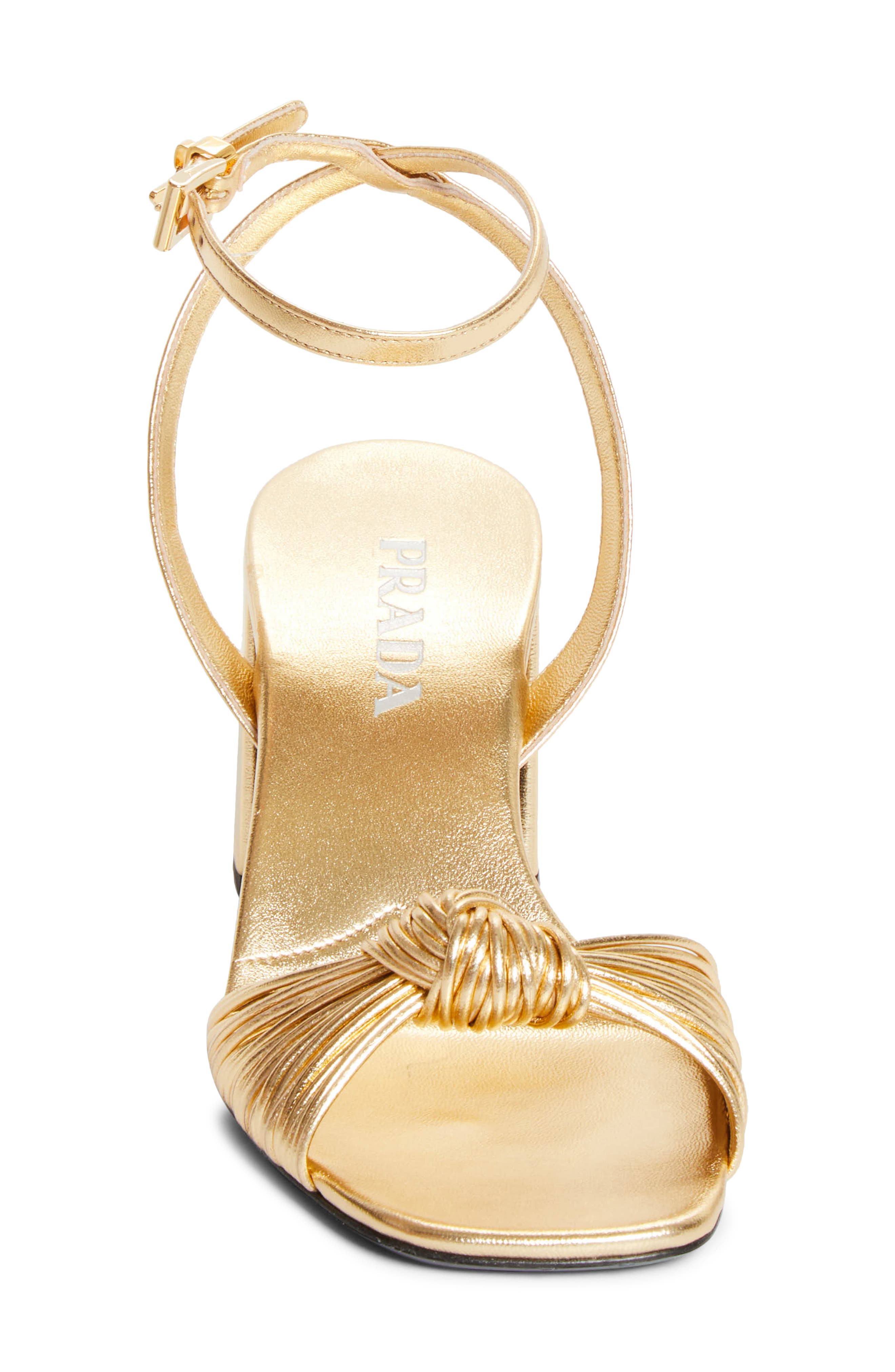 Prada Block Heel Ankle Strap Sandal, Alternate, color, Platino