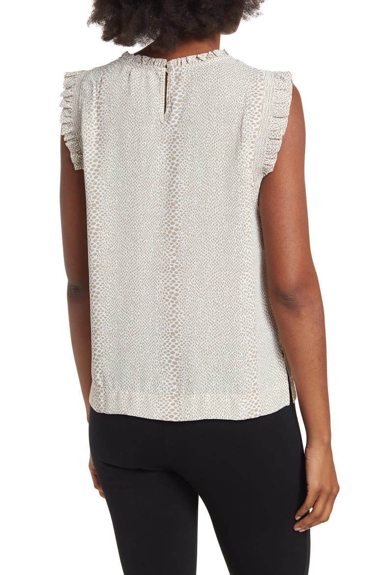 Ruffle Trim Animal Print Top, Alternate, color, IVORY