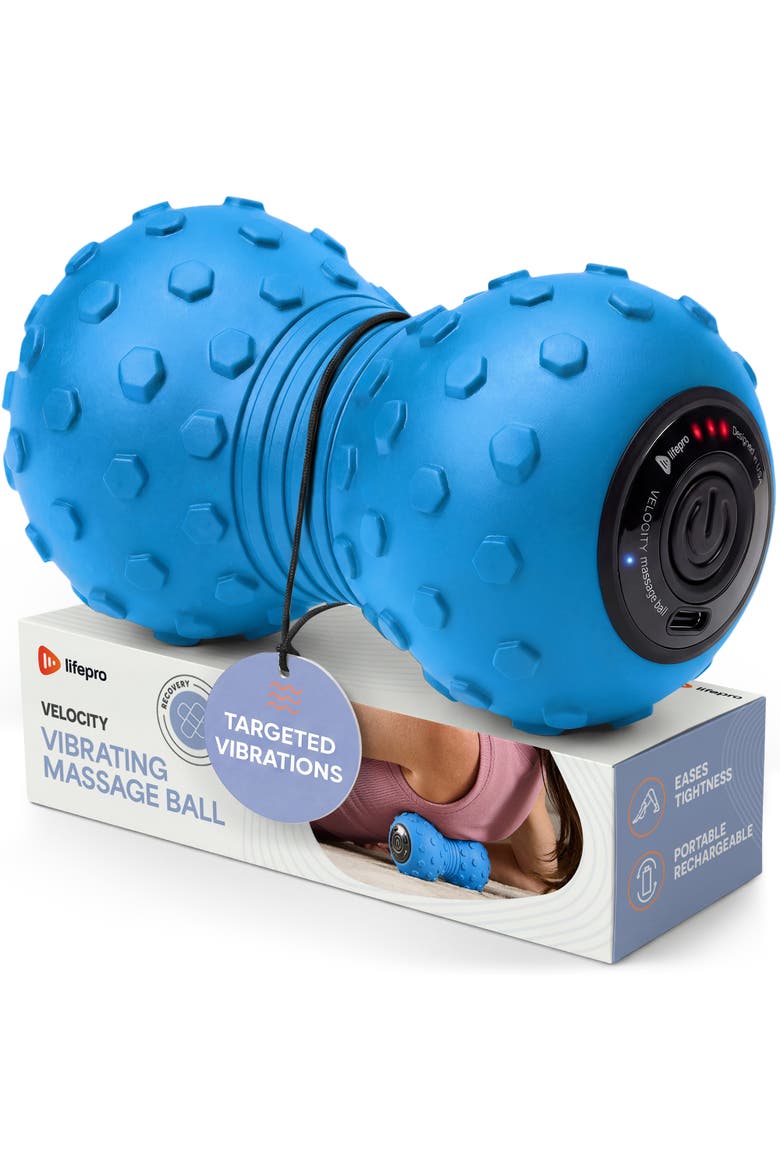 Velocity Vibrating Peanut Massage Ball  4Speed Deep Tissue Recovery Roller, Main, color, Blue