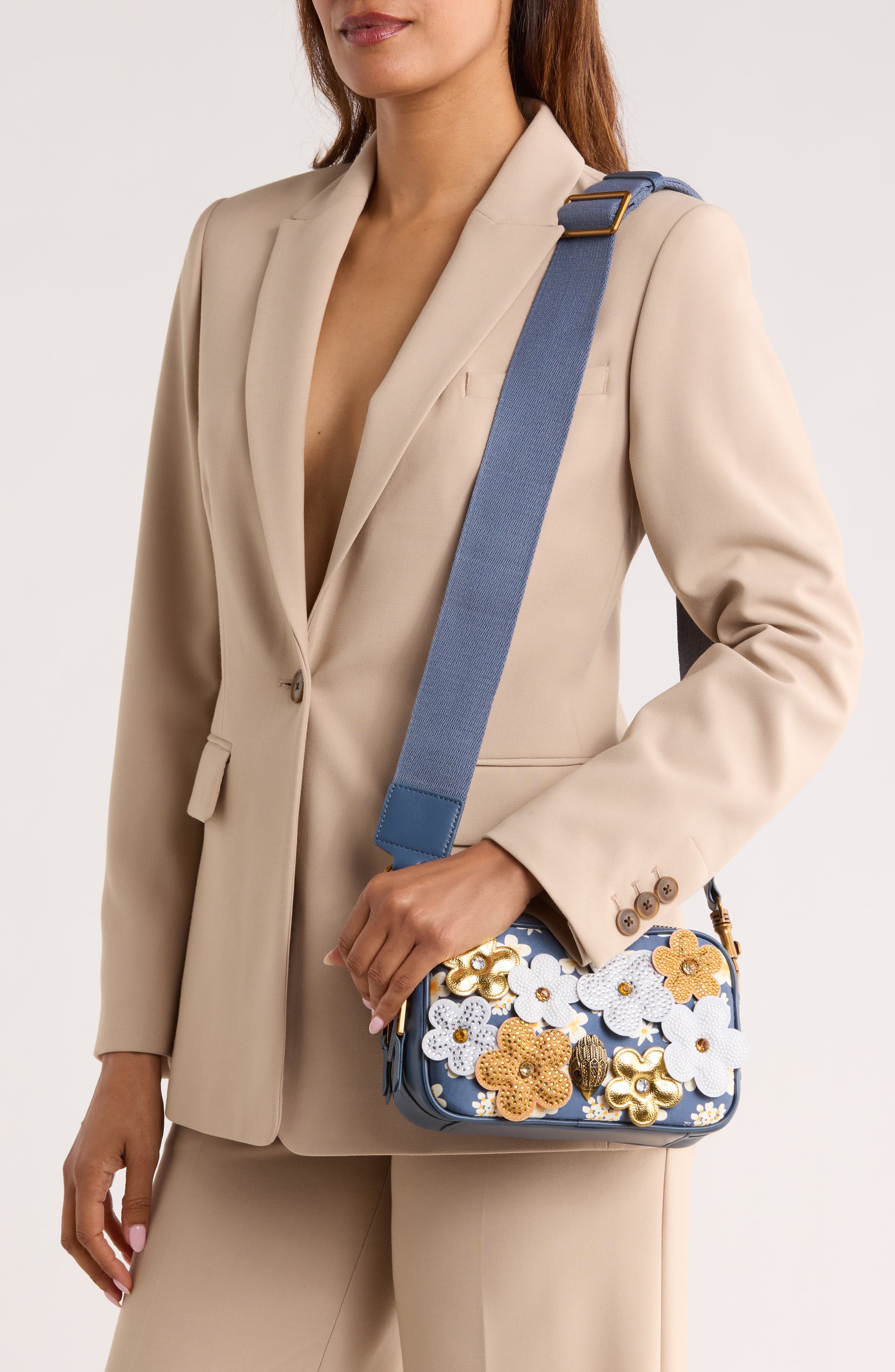 Kurt Geiger London Kensington Daisy Twill Camera Bag, Alternate, color, Blue Pale