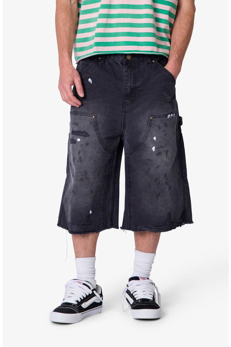 Ultra Baggy Distressed Work Shorts, Main, color, BLACK