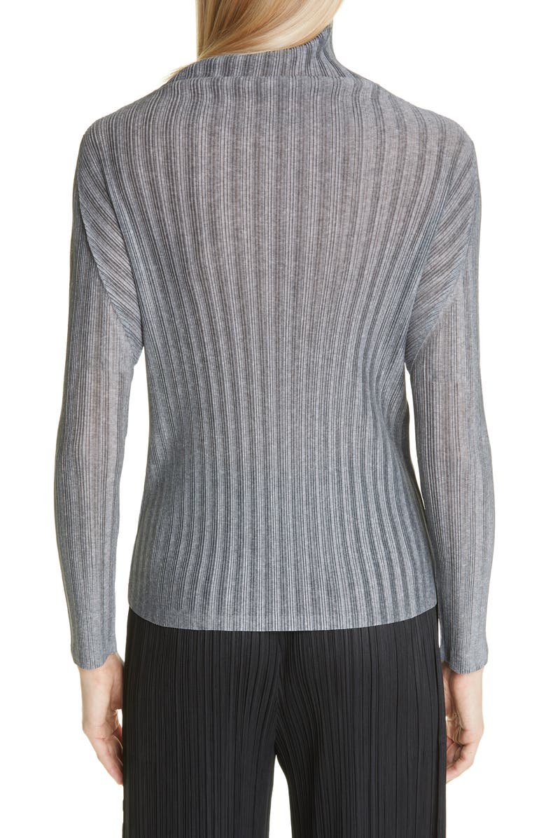 Pleats Please Issey Miyake Pleated Funnel Neck Top, Alternate, color, 