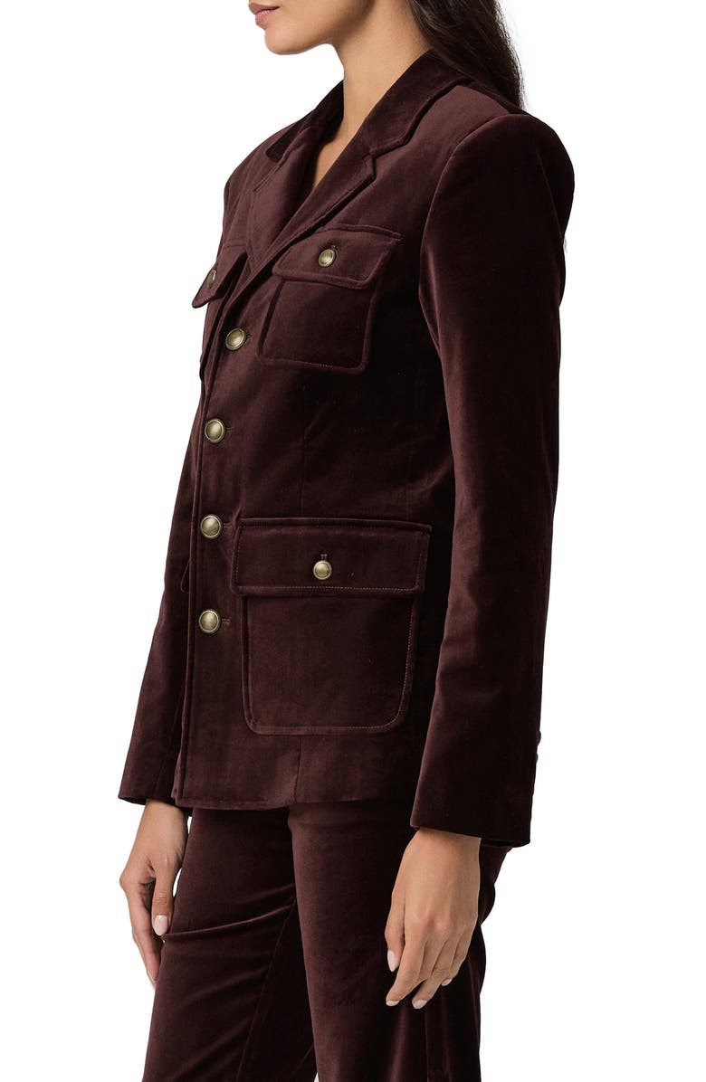 PAIGE Reign Velveteen Blazer, Alternate, color, Aubergine
