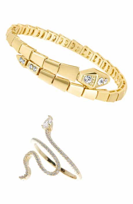 Adornia Set of 2 Cubic Zirconia Snake Cuff Bracelets