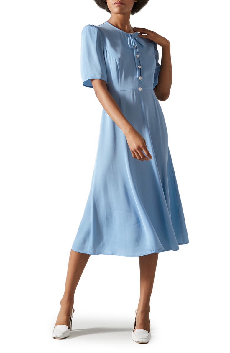 LK Bennett Montana Short Sleeve Midi Dress, Main, color, Blue-Hyacinth