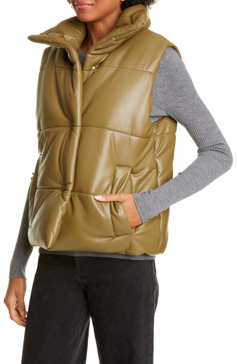 Nanushka Vegan Leather Puffer Vest, Alternate, color,