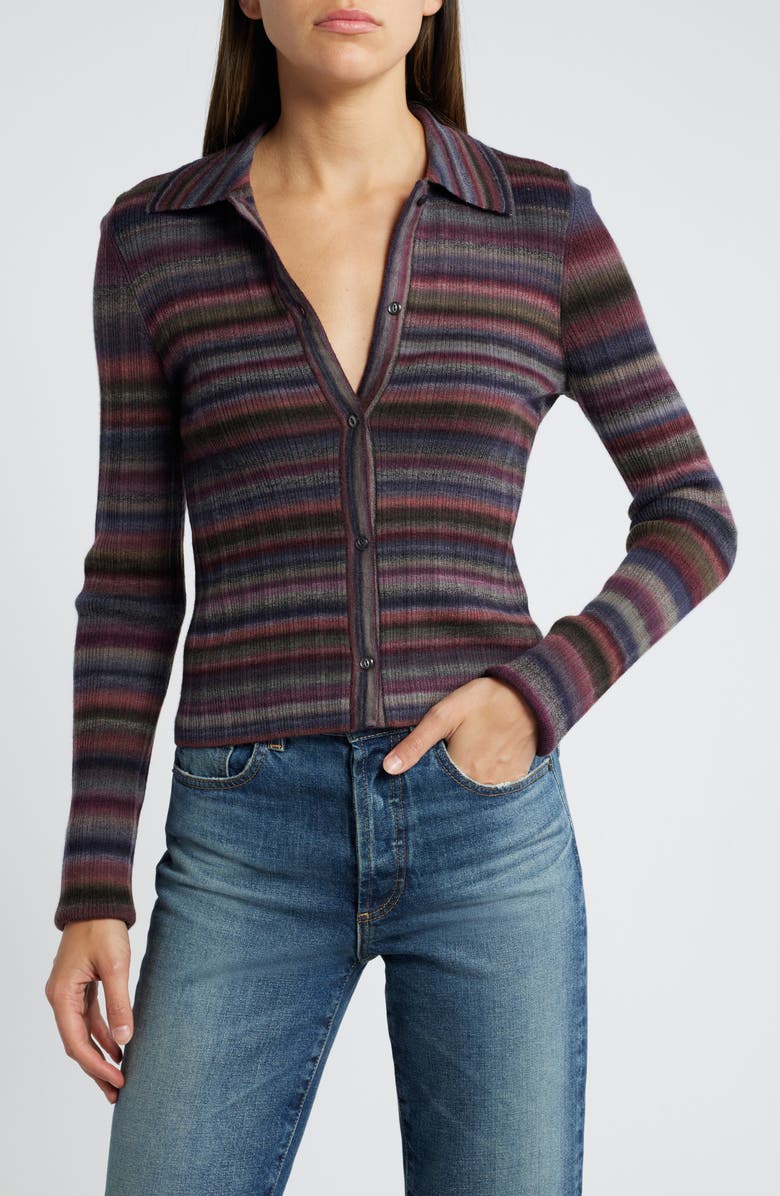 Re/Done Rib Wool Polo Cardigan, Main, color,