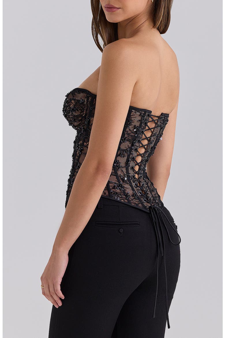Suri Embellished Lace Corset Top, Alternate, color, BLACK