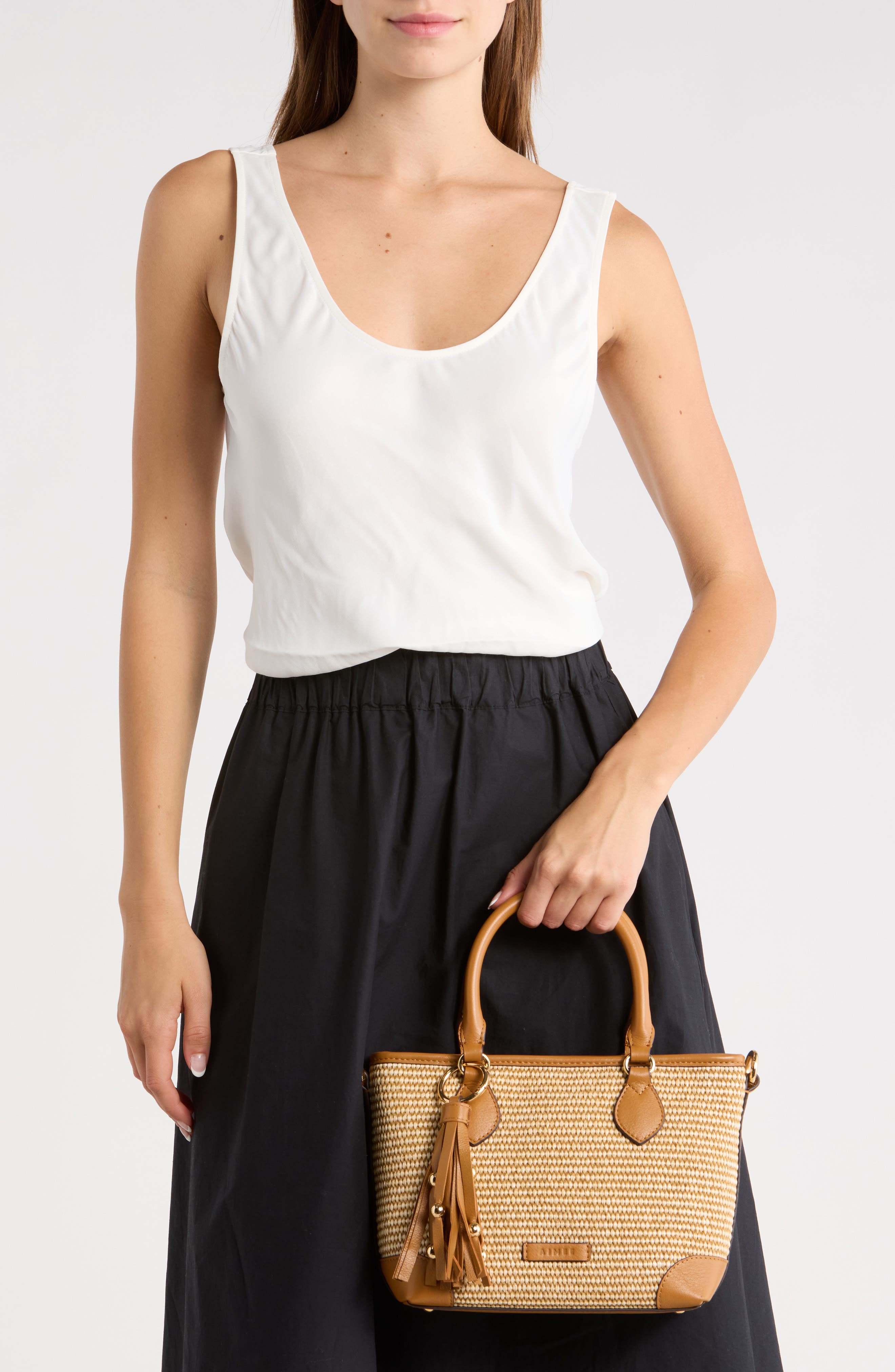 AIMEE Ibiza Raffia Mini Tote Handbag, Alternate, color, Raffia Latte