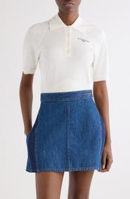 Givenchy Crop Short Sleeve Cotton & Silk Polo Sweater