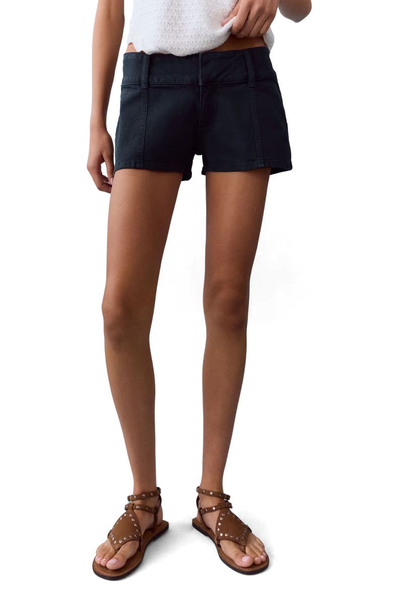 MANGO TEEN Low Rise Denim Mini Shorts, Main, color, Navy