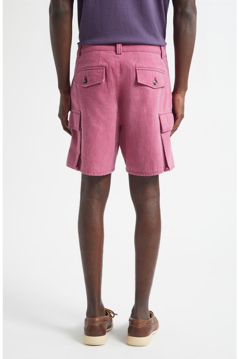 Pleated Organic Cotton Canvas Cargo Shorts, Alternate, color, WASHED PURPLE