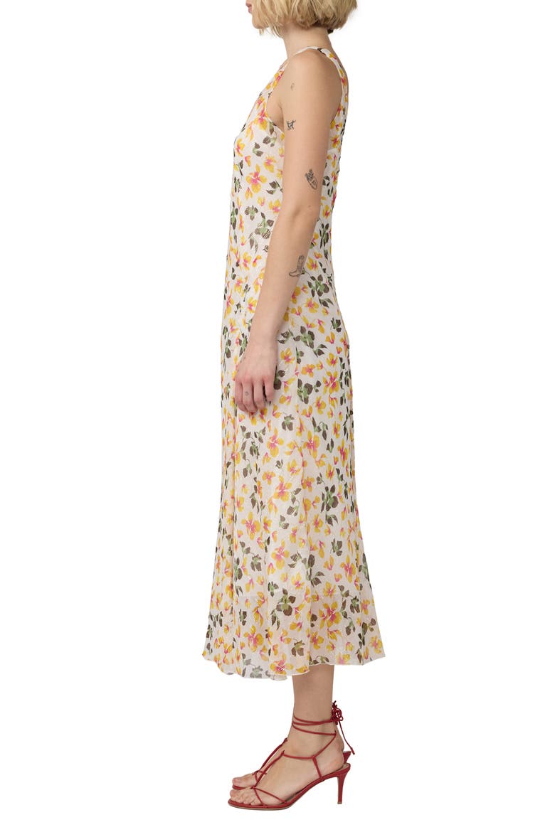 Jules Metallic Floral Print Sleeveless Dress, Alternate, color, ISLAND ORCHID MINI WHITE