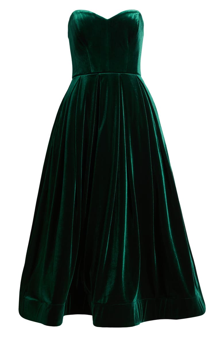 Fit & Flare Velvet Party Dress, Alternate, color, EMERALD