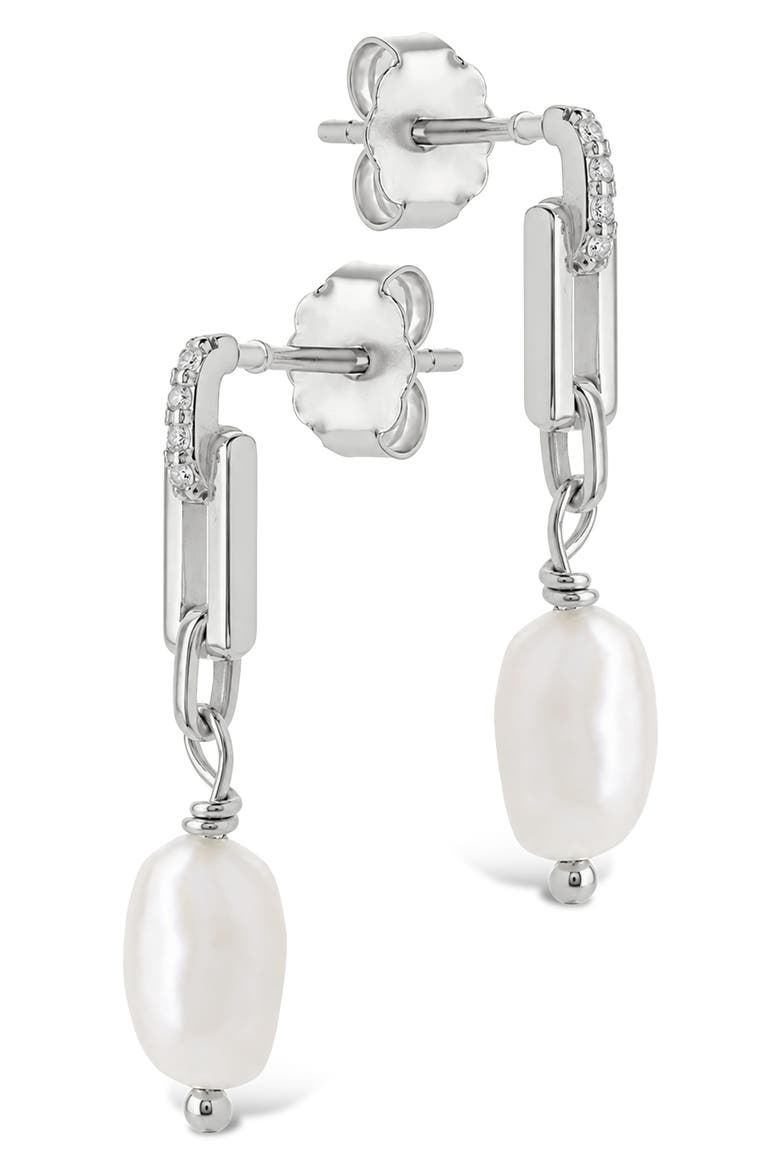 Cecelia Faux Pearl & Cubic Zirconia Drop Earrings, Alternate, color, SILVER/ WHITE
