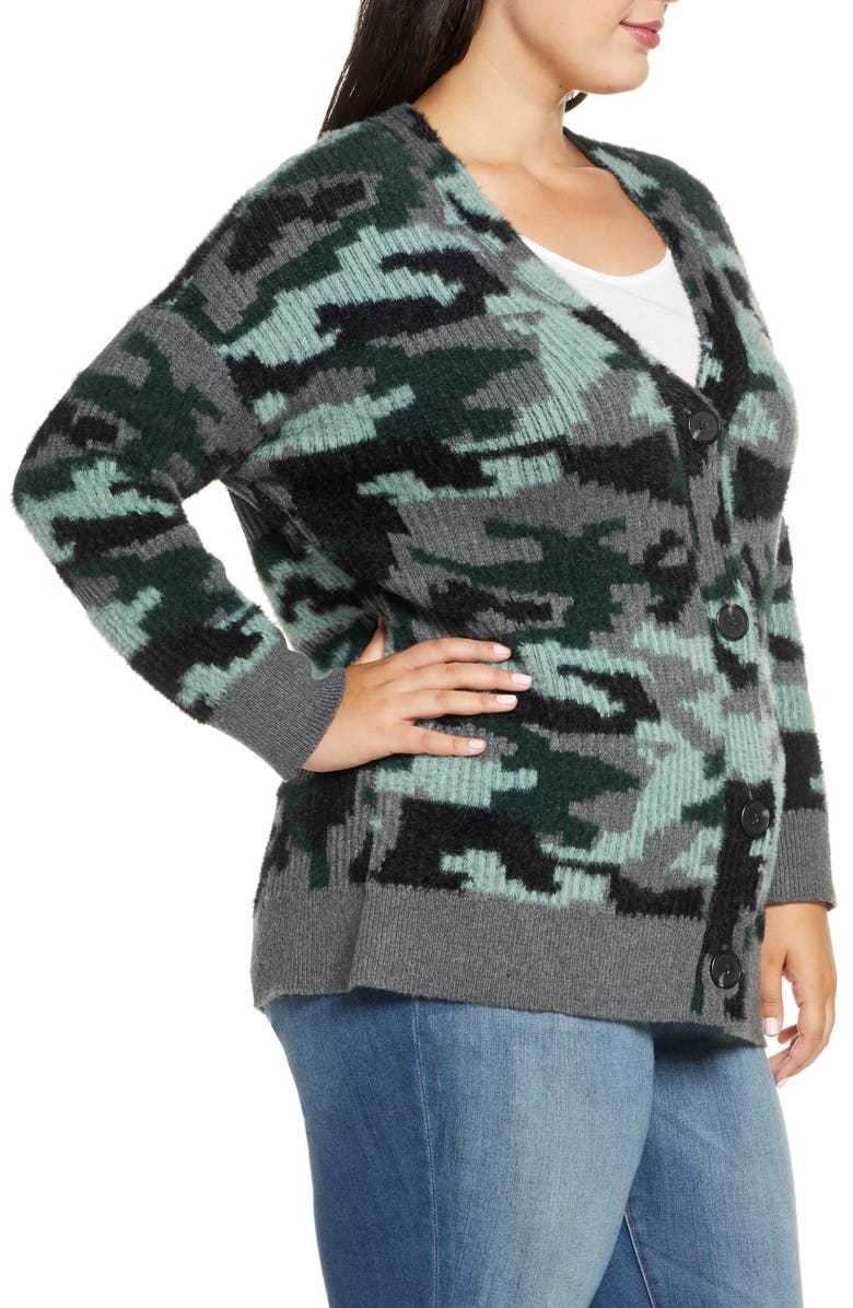 Vince Camuto Camo Button-Up Cardigan, Alternate, color, 